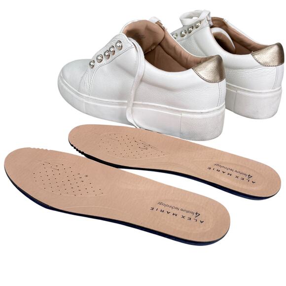 Alex Marie Wrenna Pearl Stud Embellished Leather Platform Sneakers 9M - Picture 6 of 10